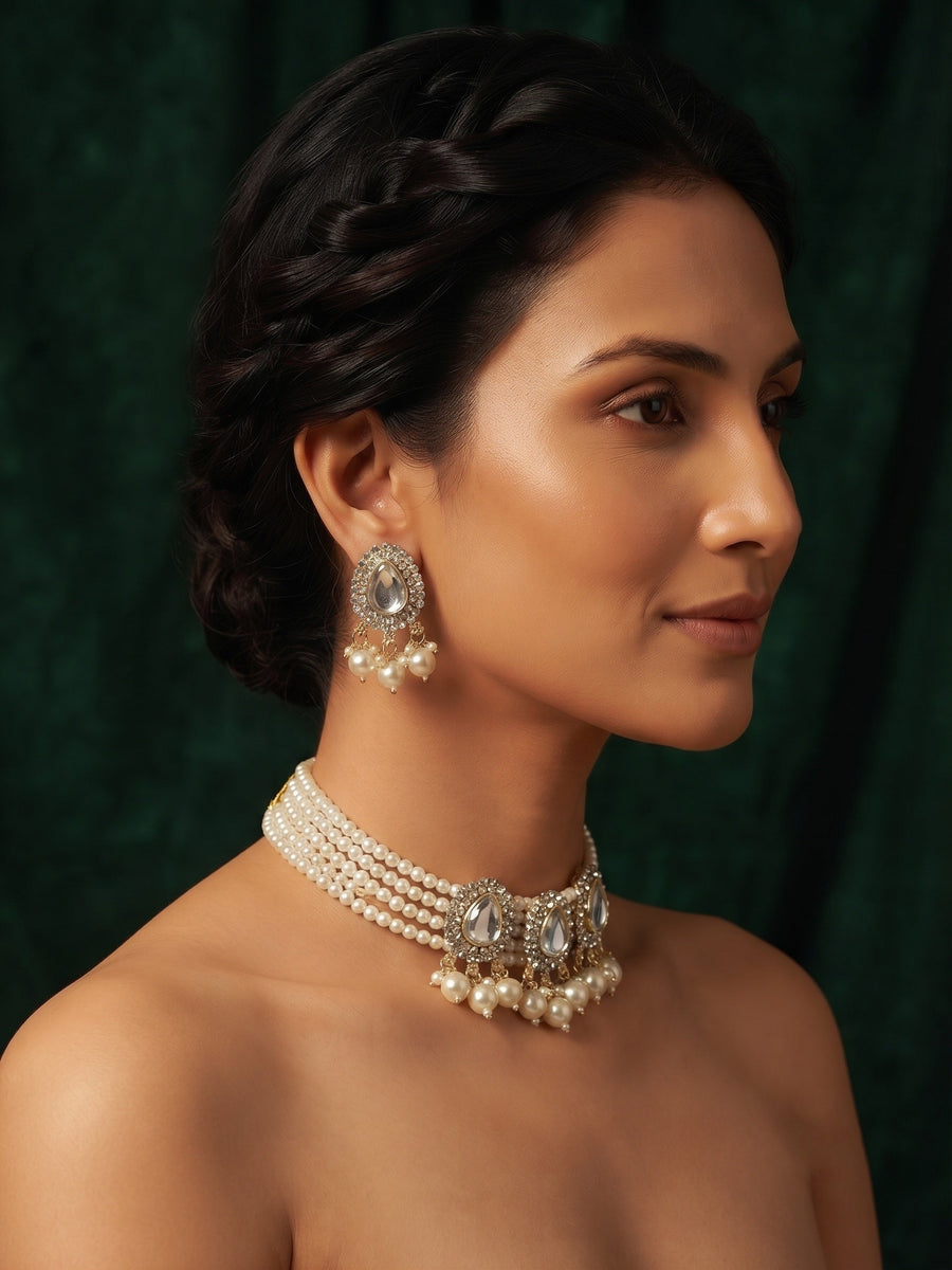 Beautiful Pearls Statement Chokar set With Studs