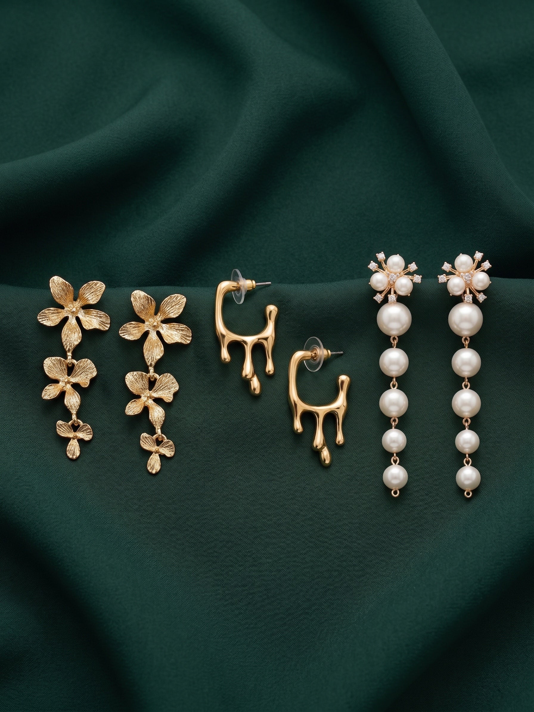 Set Of 3 Multi-Design Earrings Combo Pack For Women