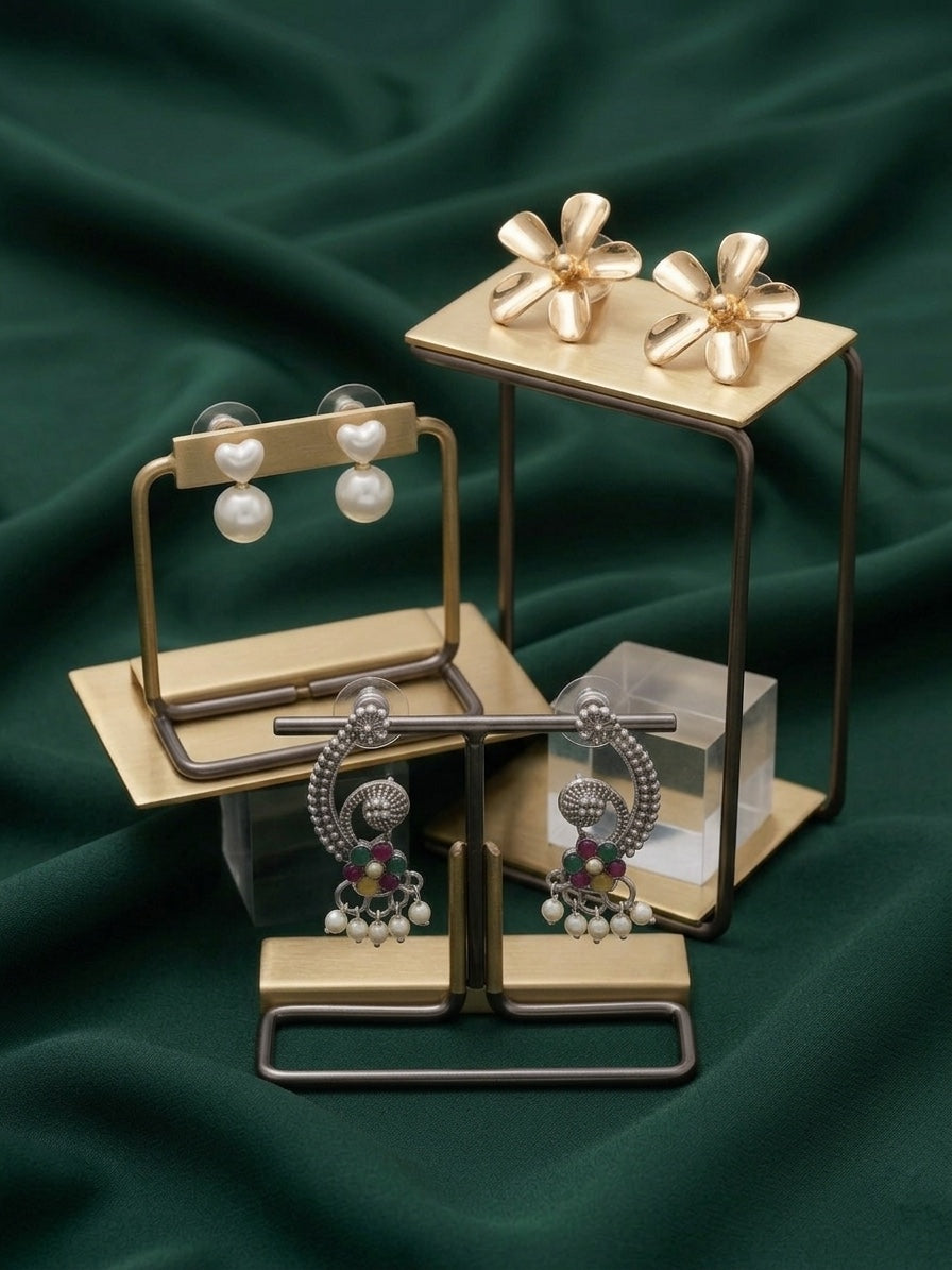 Set Of 3 Multi-Design Earrings Combo Pack For Women