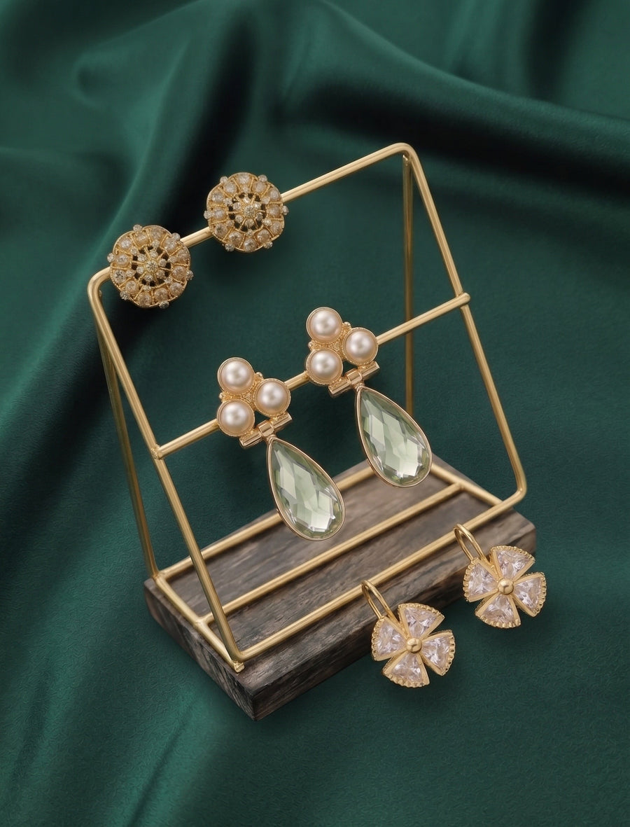 Set Of 3 Multi-Design Earrings Combo Pack For Women