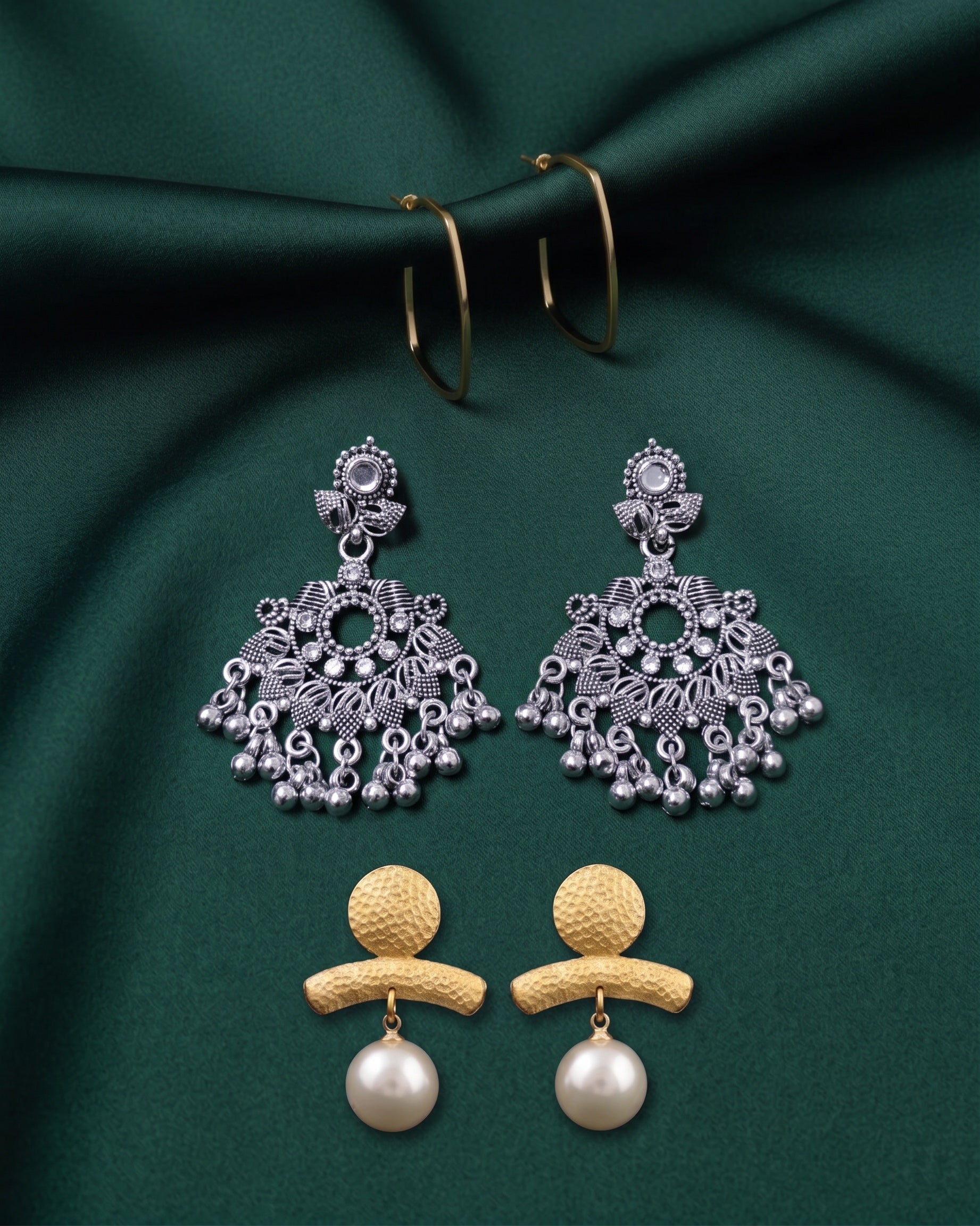 Set Of 3 Multi-Design Earrings Combo Pack For Women