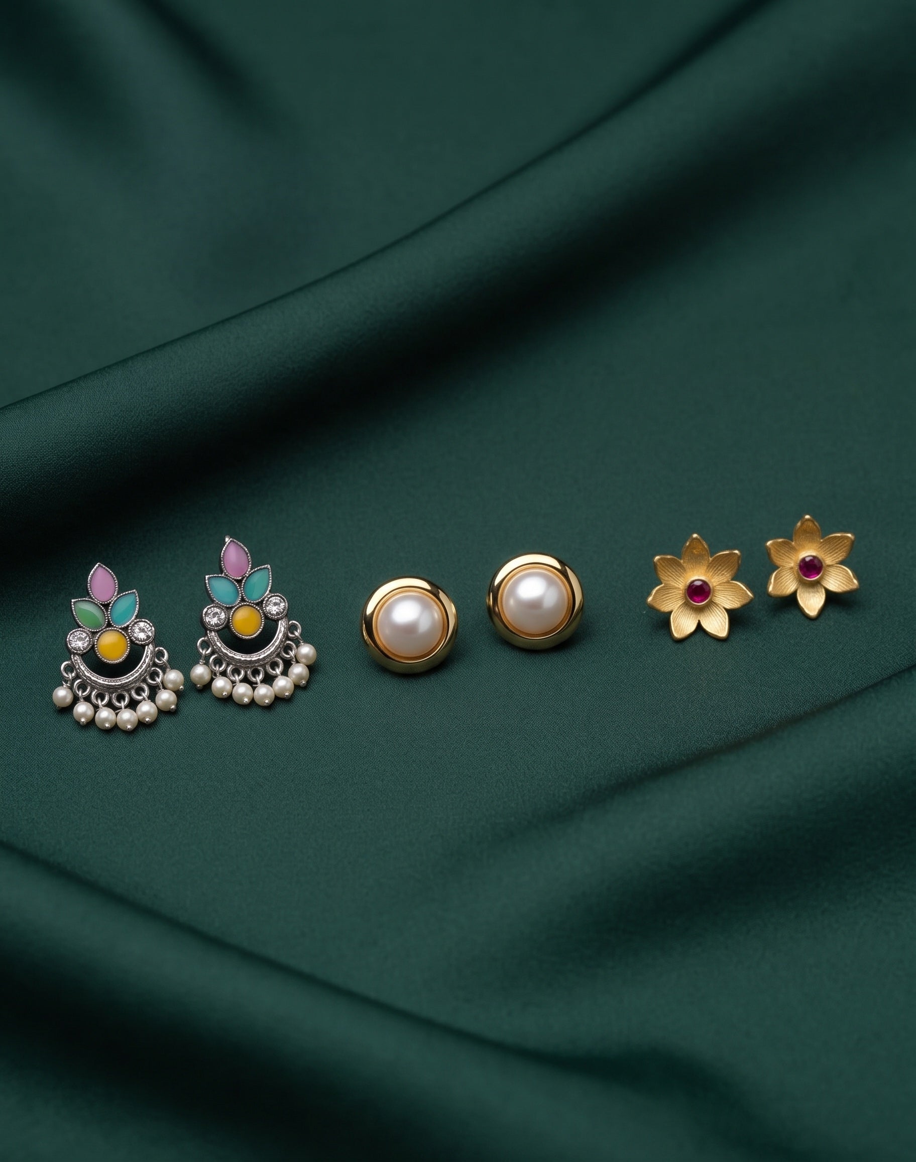 Set Of 3 Multi-Design Earrings Combo Pack For Women
