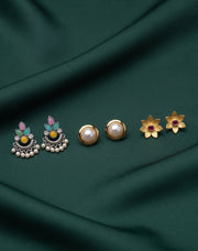 Set Of 3 Multi-Design Earrings Combo Pack For Women