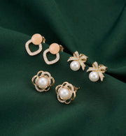 Set Of 3 Multi-Design Earrings Combo Pack For Women
