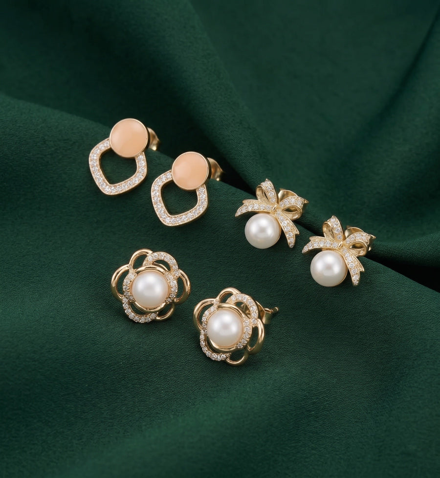 Set Of 3 Multi-Design Earrings Combo Pack For Women
