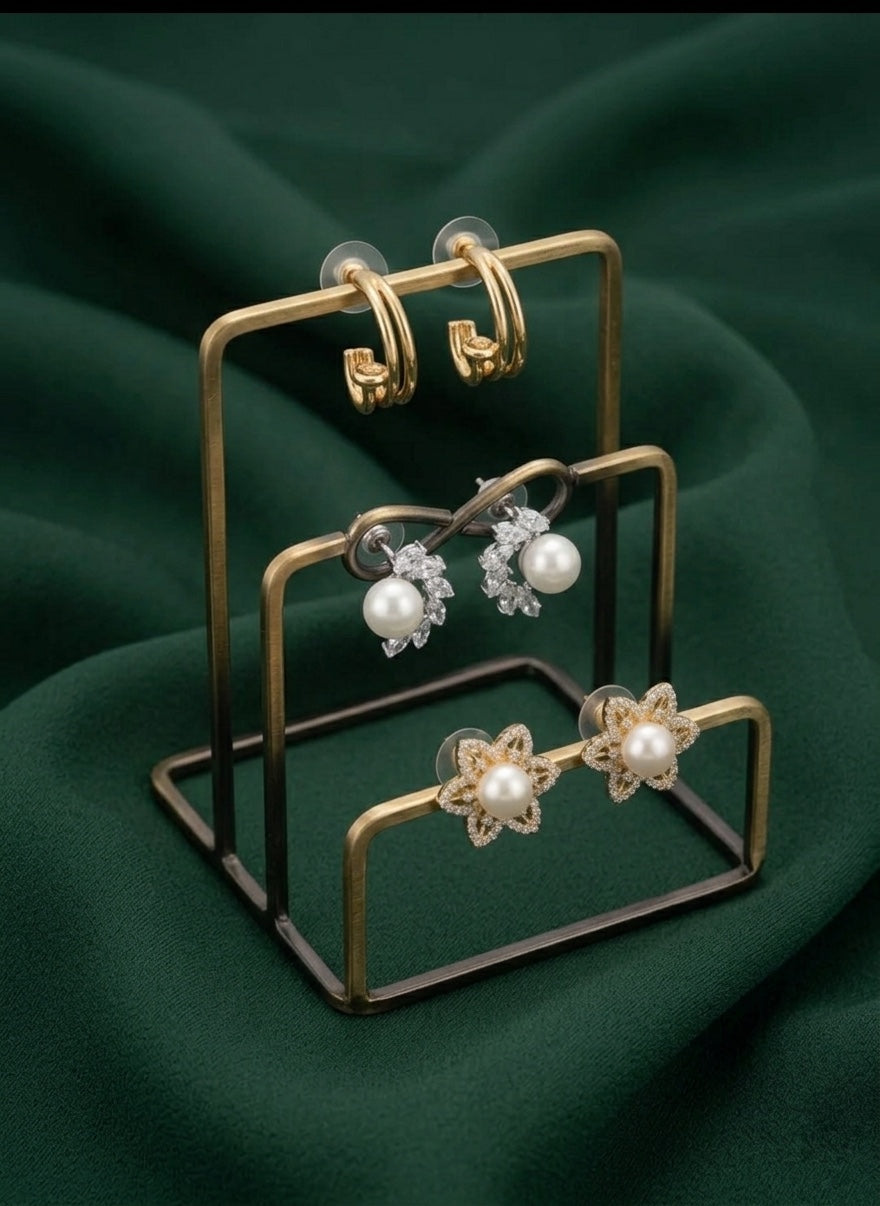 Set Of 3 Multi-Design Earrings Combo Pack For Women