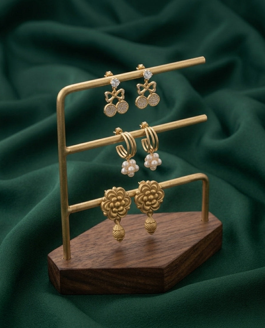 Set Of 3 Multi-Design Earrings Combo Pack For Women