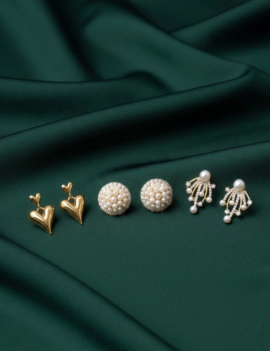 Set Of 3 Multi-Design Earrings Combo Pack For Women