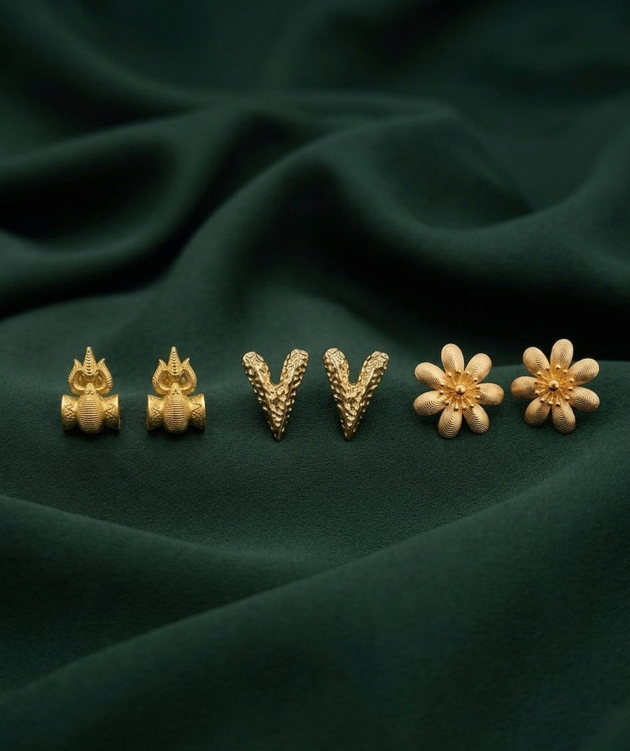 Set Of 3 Multi-Design Earrings Combo Pack For Women