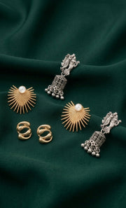 Set Of 3 Multi-Design Earrings Combo Pack For Women