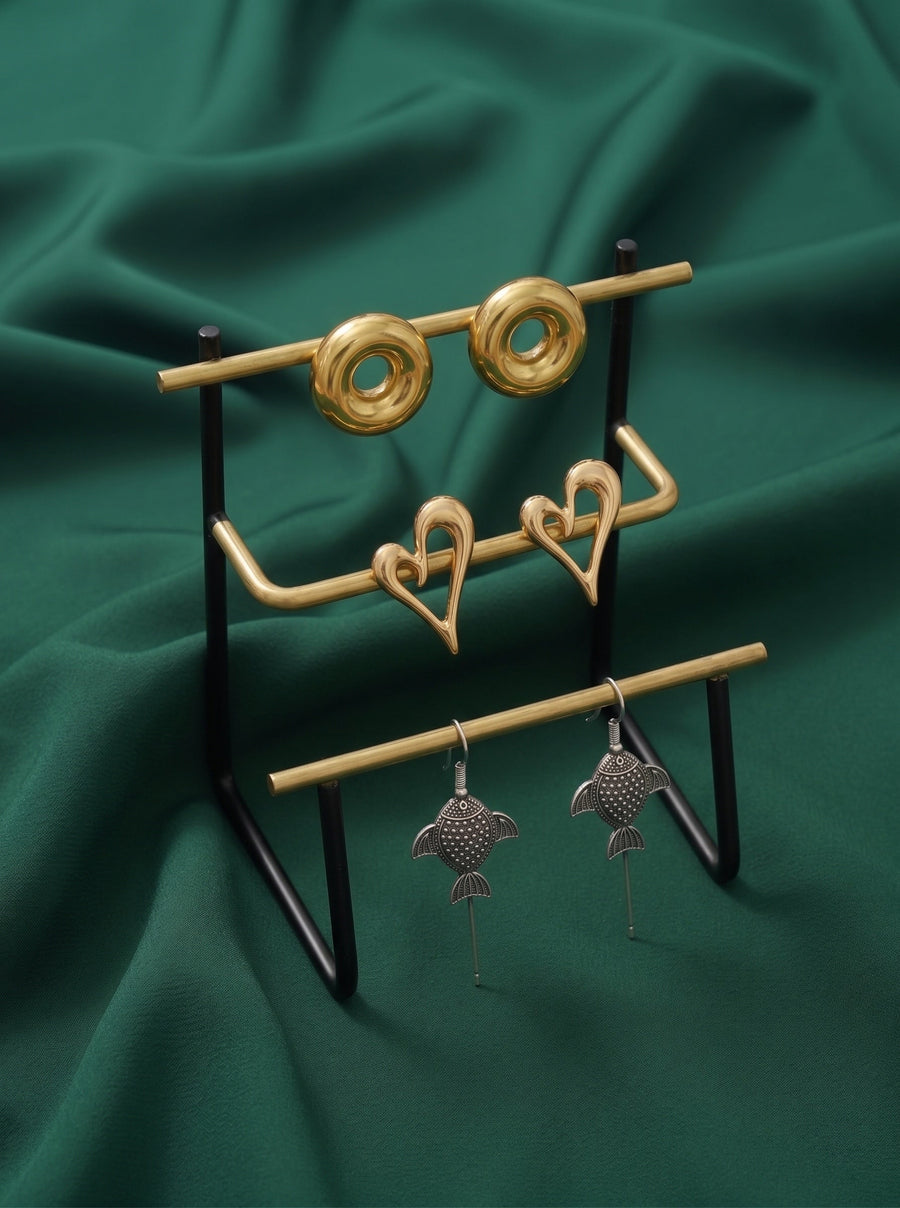 Set Of 3 Multi-Design Earrings Combo Pack For Women
