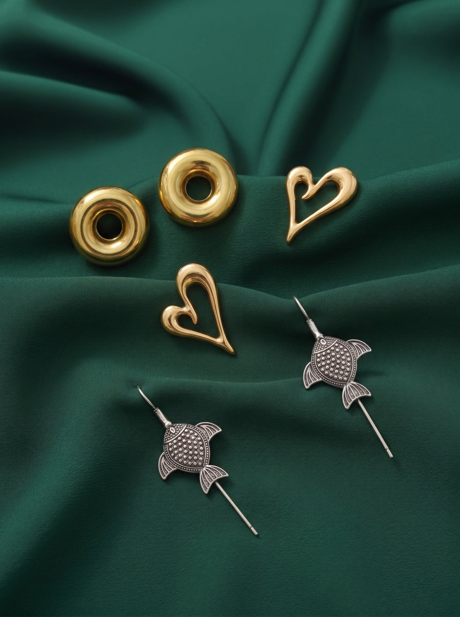 Set Of 3 Multi-Design Earrings Combo Pack For Women