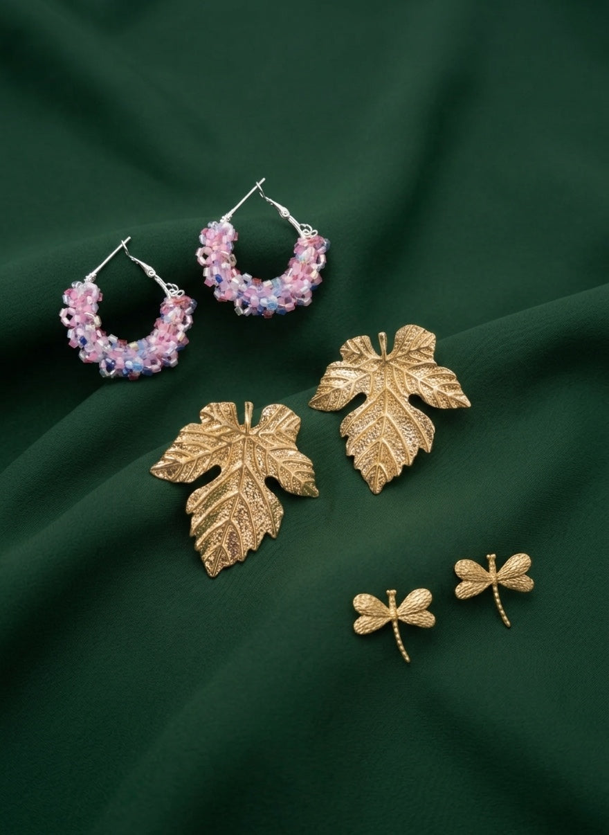 Set Of 3 Multi-Design Earrings Combo Pack For Women