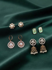 Set Of 4 Multi-Design Earrings Combo Pack For Women