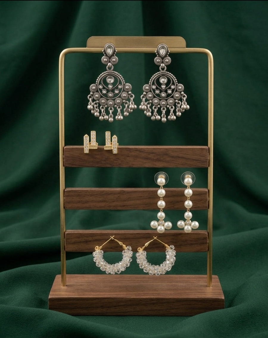 Set Of 4 Multi-Design Earrings Combo Pack For Women