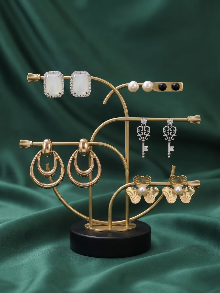 Set Of 4 Multi-Design Earrings Combo Pack For Women