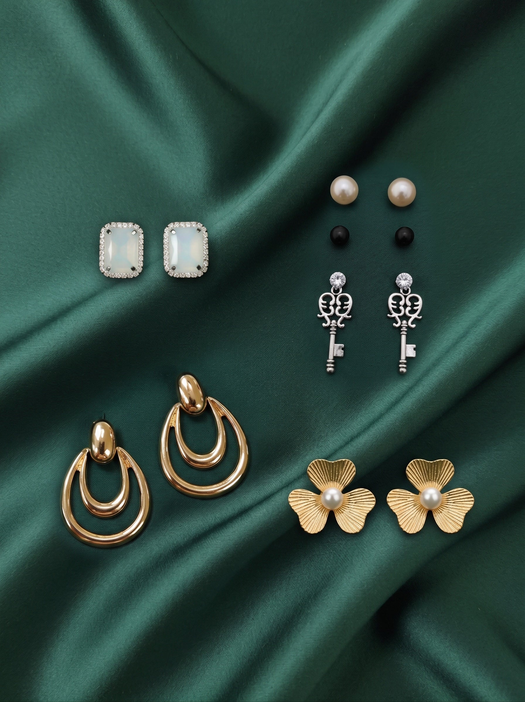 Set Of 4 Multi-Design Earrings Combo Pack For Women