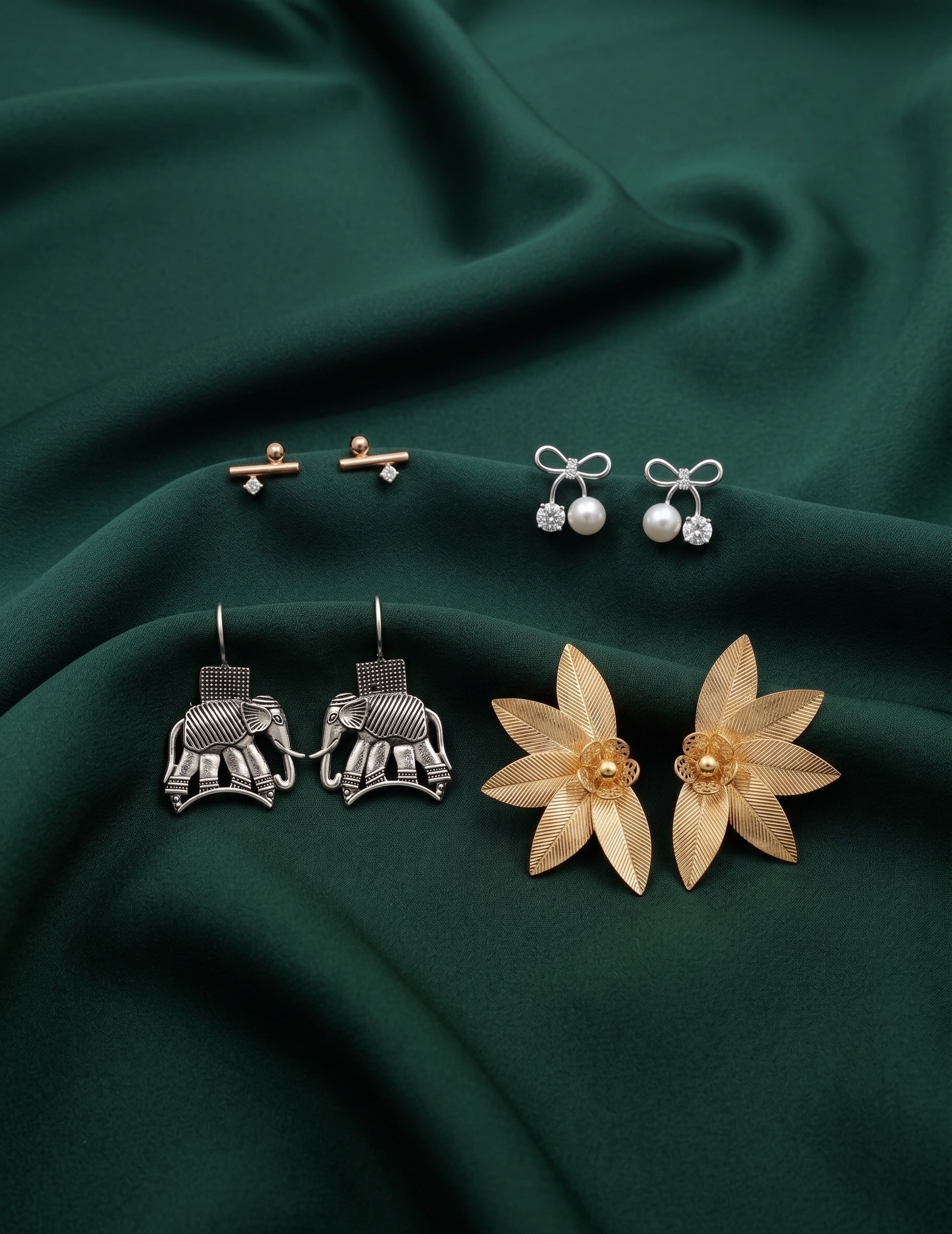 Set Of 4 Multi-Design Earrings Combo Pack For Women