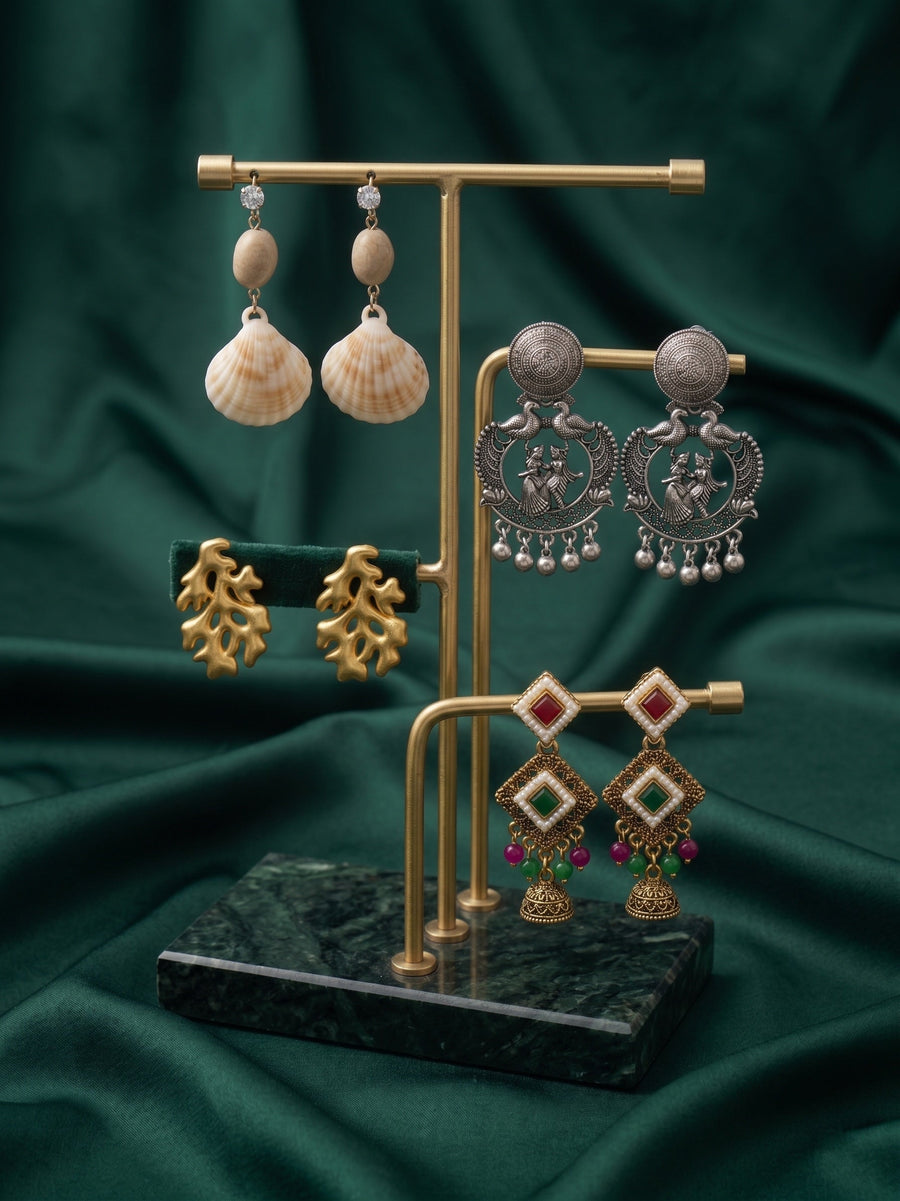 Set Of 4 Multi-Design Earrings Combo Pack For Women