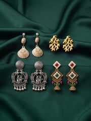 Set Of 4 Multi-Design Earrings Combo Pack For Women