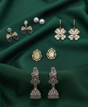 Set Of 4 Multi-Design Earrings Combo Pack For Women