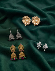 Set Of 4 Multi-Design Earrings Combo Pack For Women