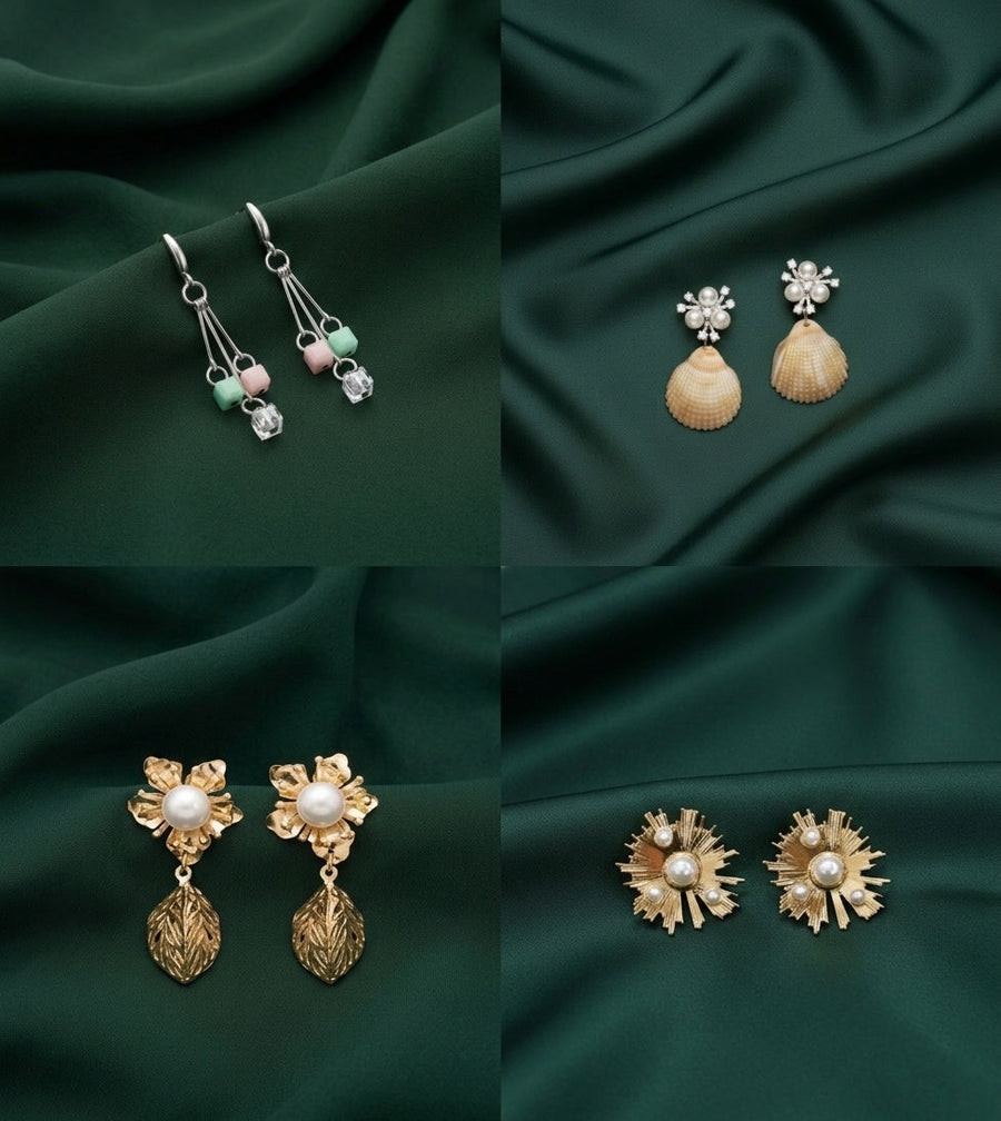 Set Of 4 Multi-Design Earrings Combo Pack For Women