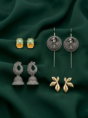 Set Of 4 Multi-Design Earrings Combo Pack For Women