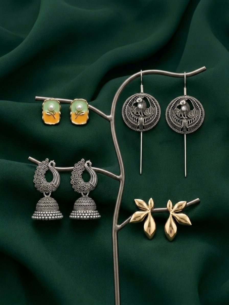 Set Of 4 Multi-Design Earrings Combo Pack For Women