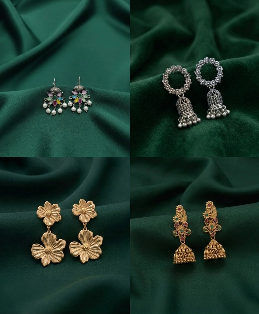 Set Of 4 Multi-Design Earrings Combo Pack For Women