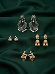 Set Of 4 Multi-Design Earrings Combo Pack For Women