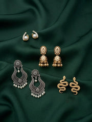 Set Of 4 Multi-Design Earrings Combo Pack For Women