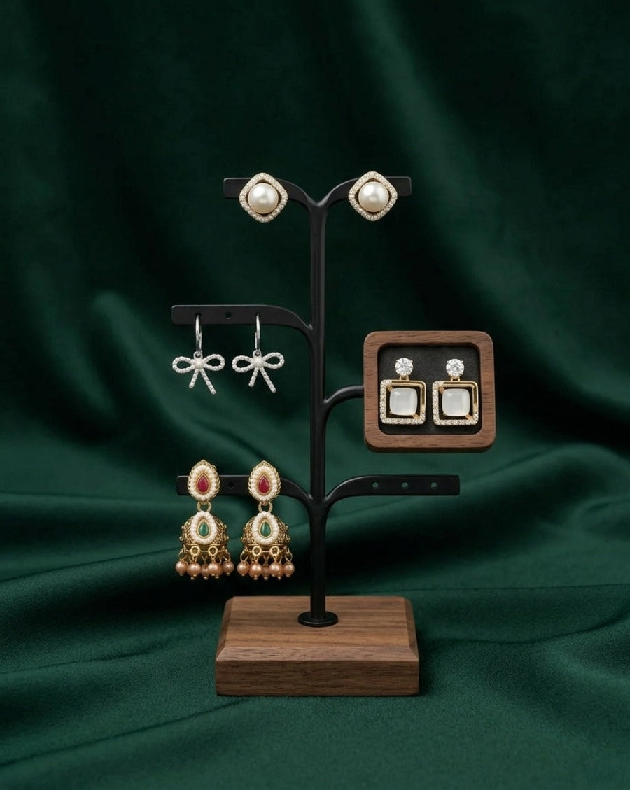 Set Of 4 Multi-Design Earrings Combo Pack For Women