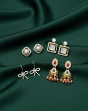 Set Of 4 Multi-Design Earrings Combo Pack For Women
