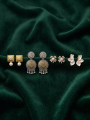 Set Of 4 Multi-Design Earrings Combo Pack For Women