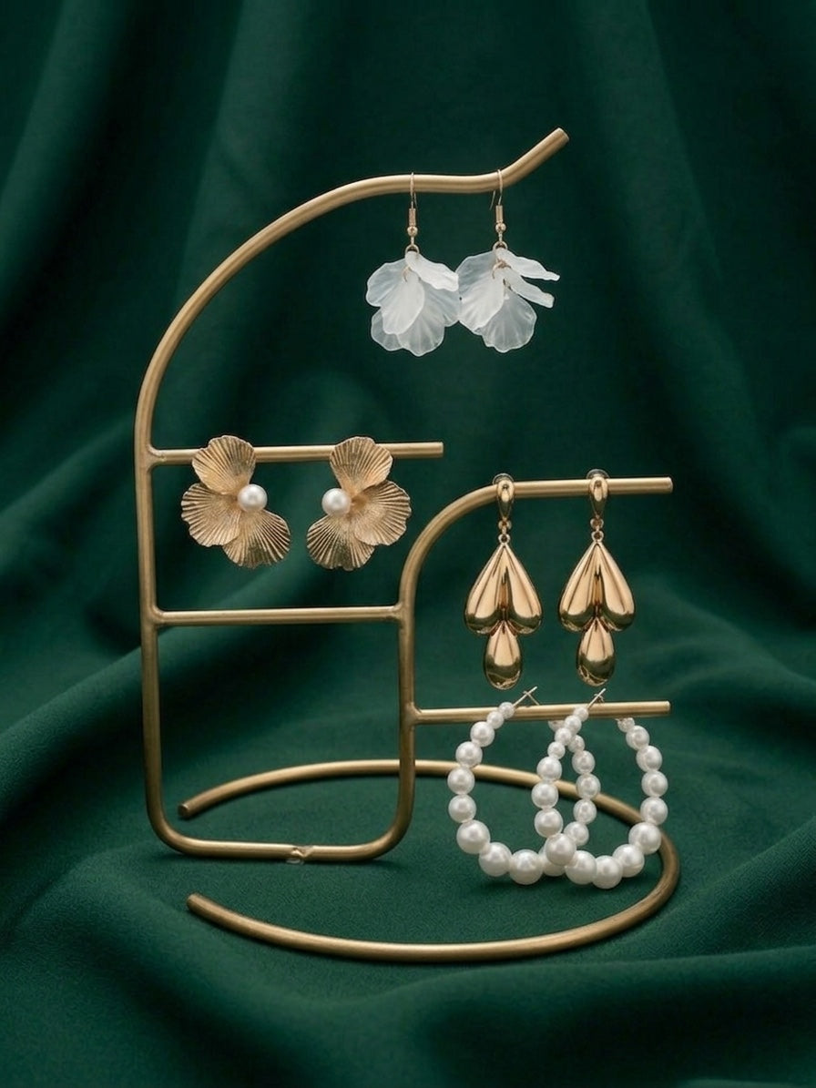 Set Of 4 Multi-Design Earrings Combo Pack For Women