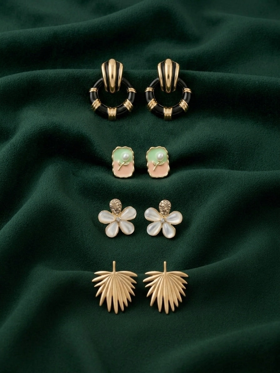 Set Of 4 Multi-Design Earrings Combo Pack For Women