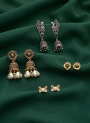 Set Of 4 Multi-Design Earrings Combo Pack For Women