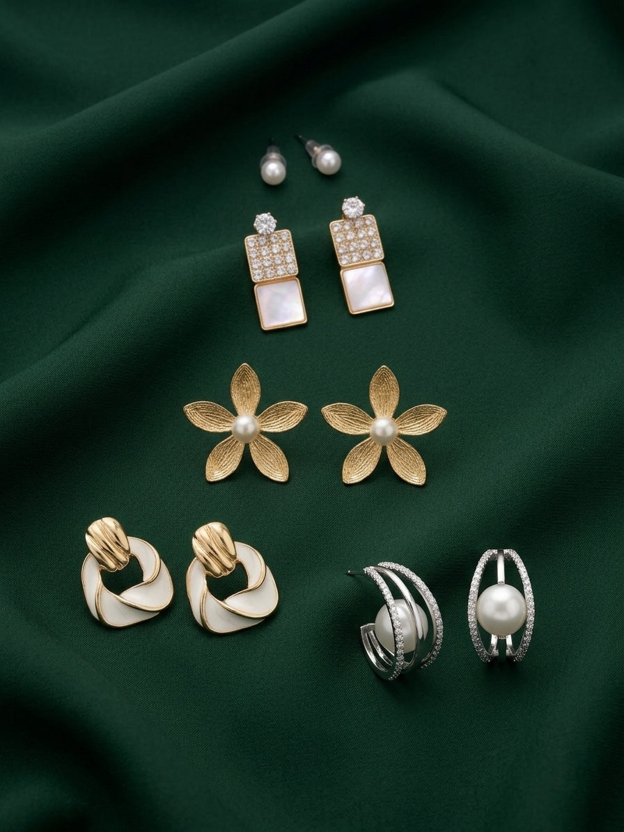 Set Of 4 Multi-Design Earrings Combo Pack For Women