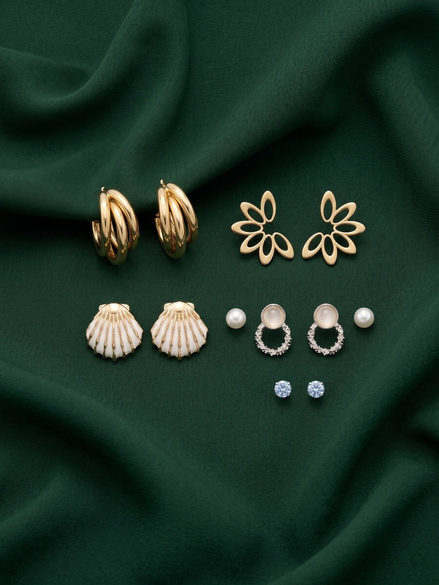 Set Of 4 Multi-Design Earrings Combo Pack For Women