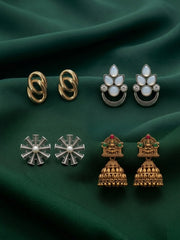 Set Of 4 Multi-Design Earrings Combo Pack For Women