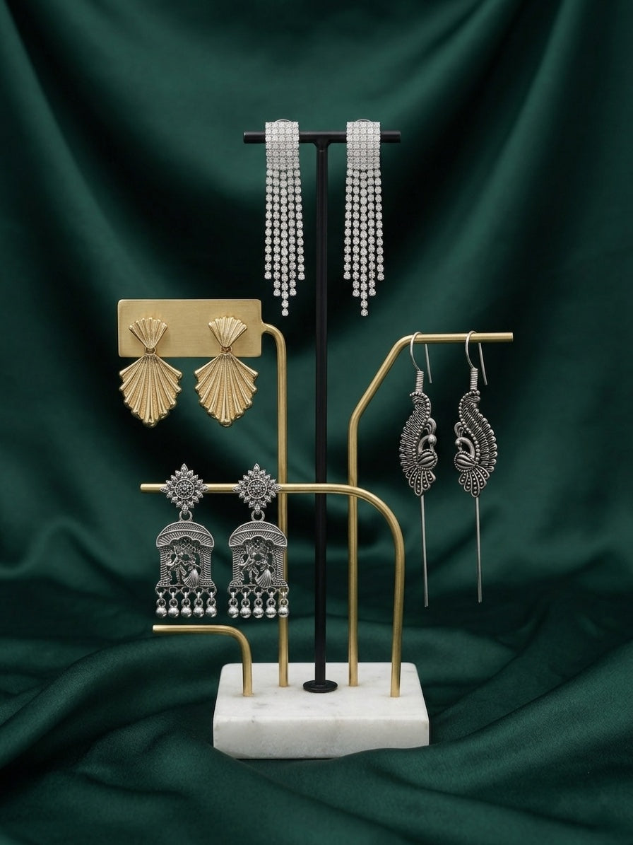 Set Of 4 Multi-Design Earrings Combo Pack For Women