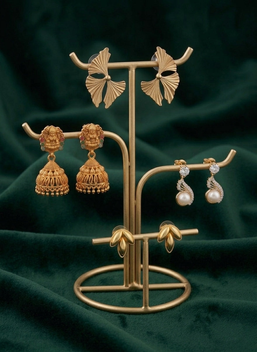 Set Of 4 Multi-Design Earrings Combo Pack For Women