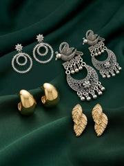 Set Of 4 Multi-Design Earrings Combo Pack For Women