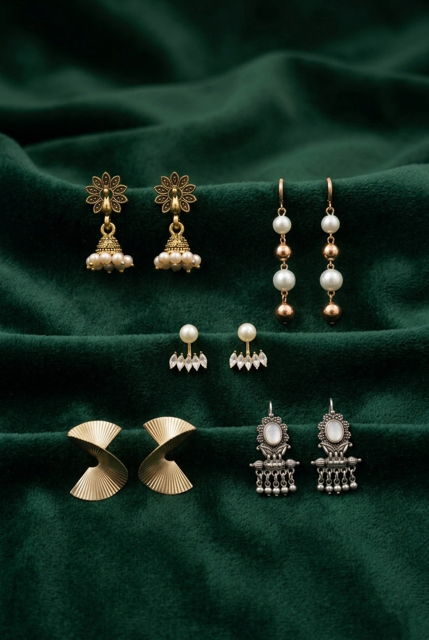 Set Of 5 Trendy Designs Combo Of Earrings