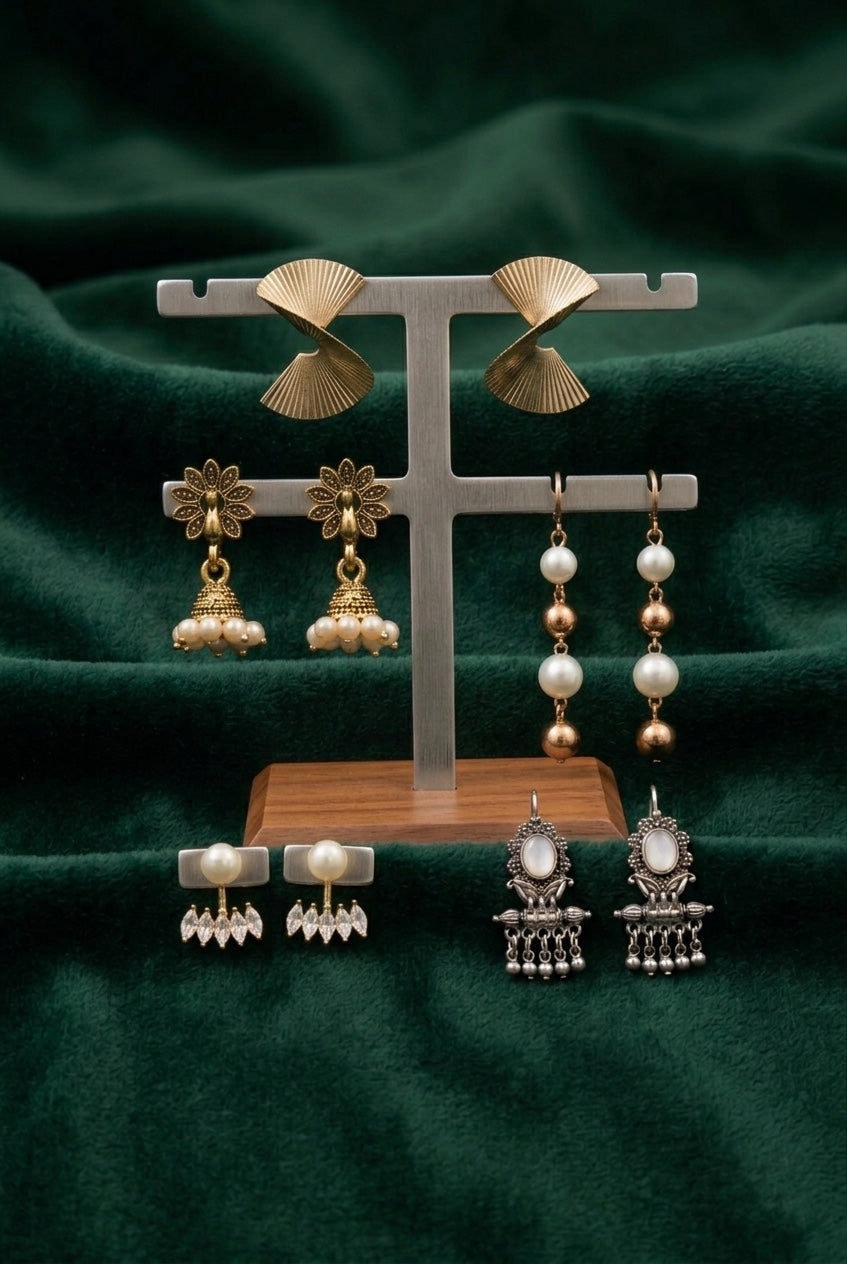 Set Of 5 Trendy Designs Combo Of Earrings