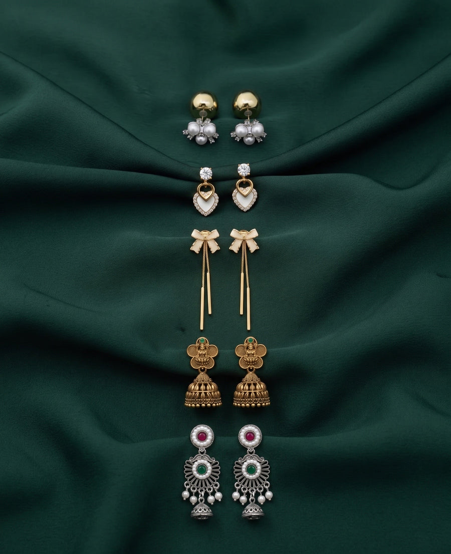 Set Of 5 Trendy Designs Combo Of Earrings