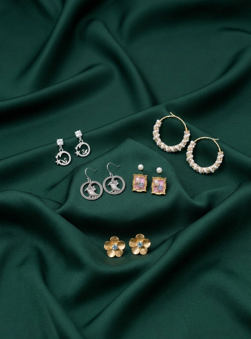 Set Of 5 Trendy Designs Combo Of Earrings