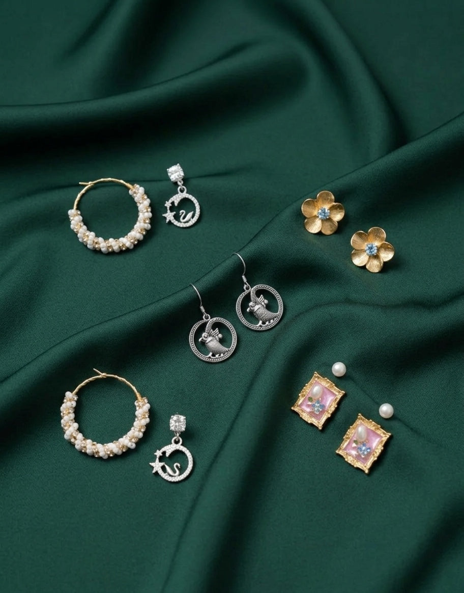 Set Of 5 Trendy Designs Combo Of Earrings