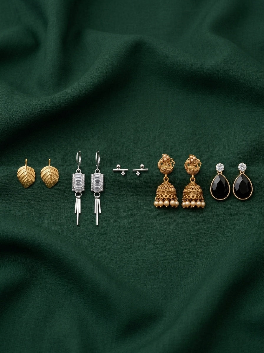 Set Of 5 Trendy Designs Combo Of Earrings